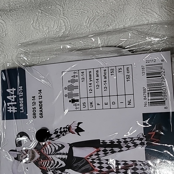 Kids Sinister Jester Halloween Costume Size Large - Picture 9 of 9